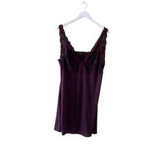 Natori Trendy Burgundy Zen Floral Sleeveless Lace Embroidered Bust SZ L